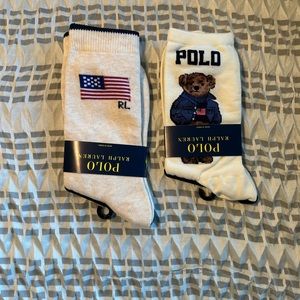 Polo Ralph Lauren Americana Bear & Flag On Rag Socks NWT